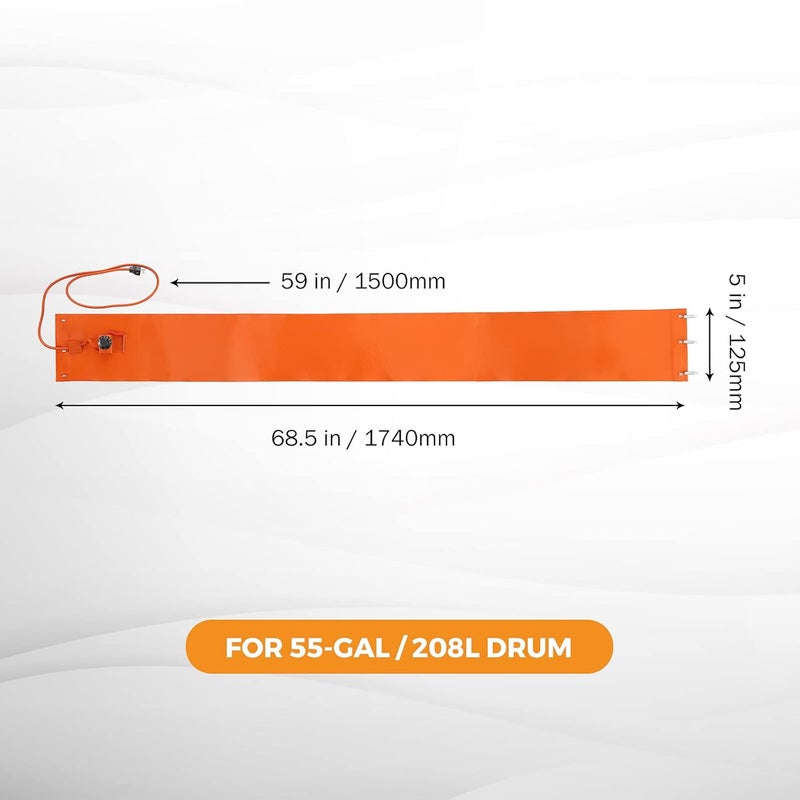 BEAMNOVA Metal Drum Heater 120V Pail Heating Band for 55 Gal Barrel 5 * 68.5 inch Honey Oil Silicone Rubber Heating Band Heavy Duty Temperature Controller - Image 4